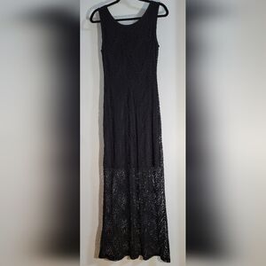 Connected Apparel Black Lace Maxi Dress